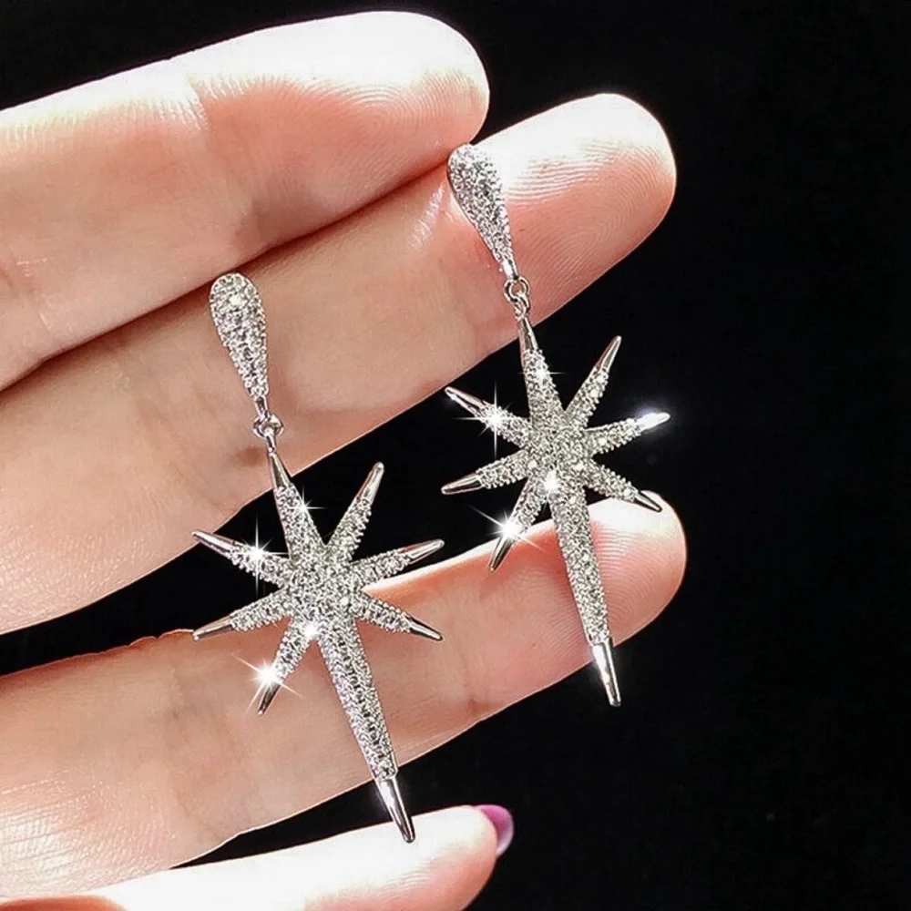Any 2/$20! Crystal Pave Starburst Drop Earrings - Picture 2 of 12